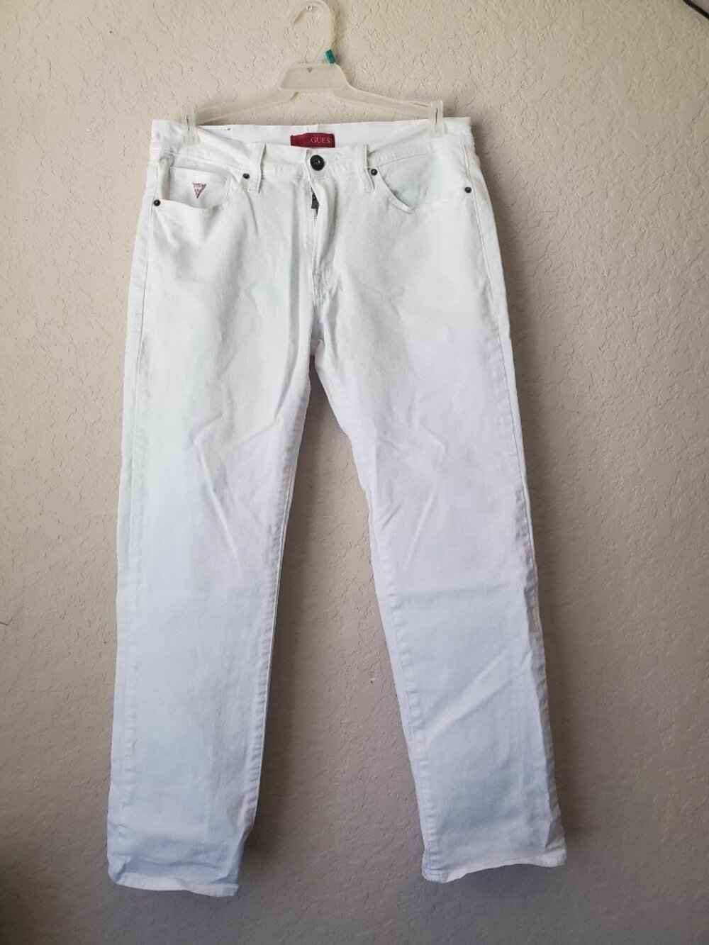 GUESS Lincoln Slim Straight Jeans Men's 34x30 White Denim Casual Pants
